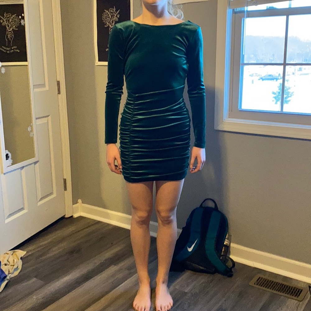 Green velvet dress
